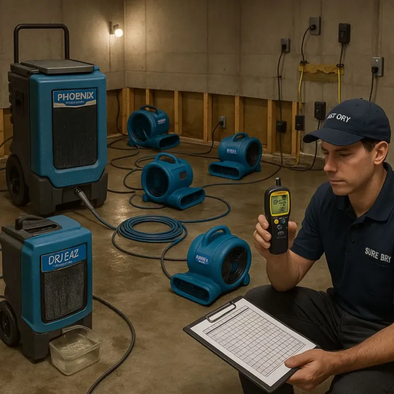 Structural Drying and Dehumidification process in Sevierville, TN